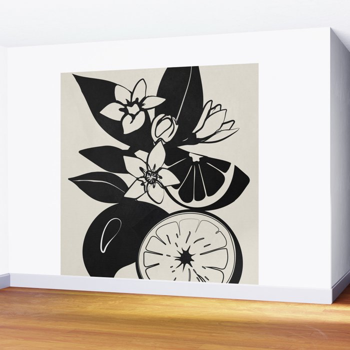 Line Art Oranges 1 Wall Mural Gallery Image 2
