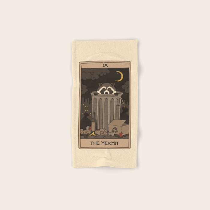 The Hermit - Raccoons Tarot Bath Towel Gallery Image 1