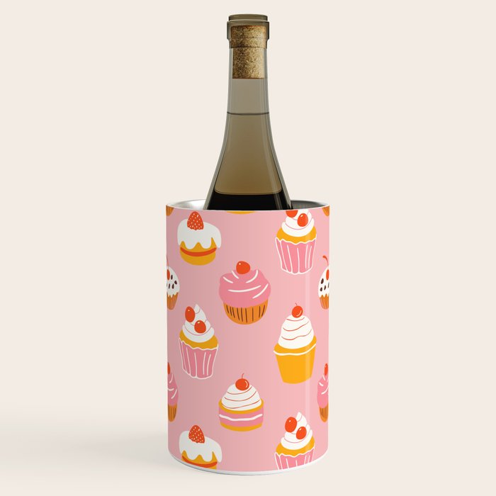 Pink cupcake cartoon food pattern Wine Chiller Gallery Image 1