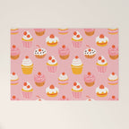 Pink cupcake cartoon food pattern Welcome Mat Gallery Image 1