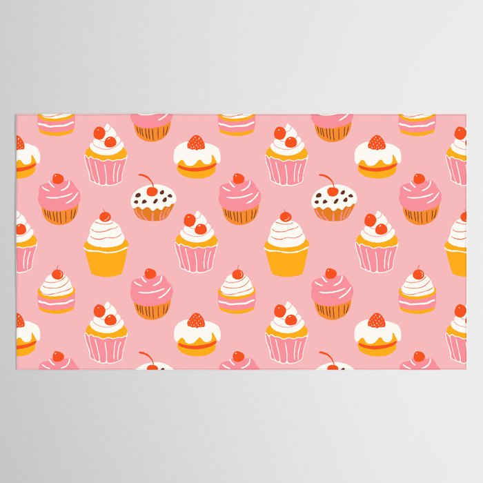 Pink cupcake cartoon food pattern Tablecloth Gallery Image 2