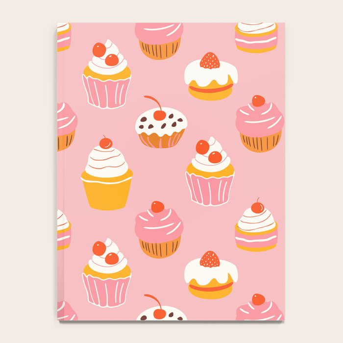 Pink cupcake cartoon food pattern Notebook Gallery Image 4