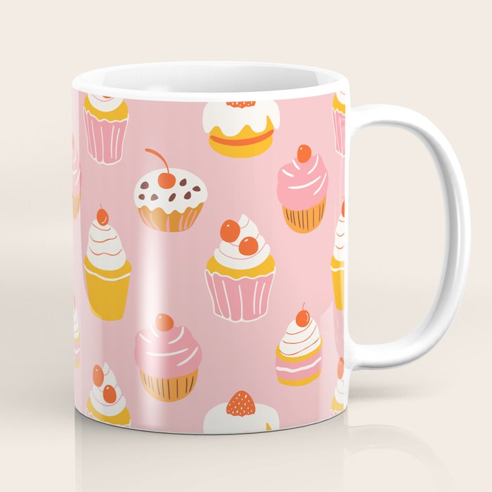 Pink cupcake cartoon food pattern Coffee Mug Gallery Image 1