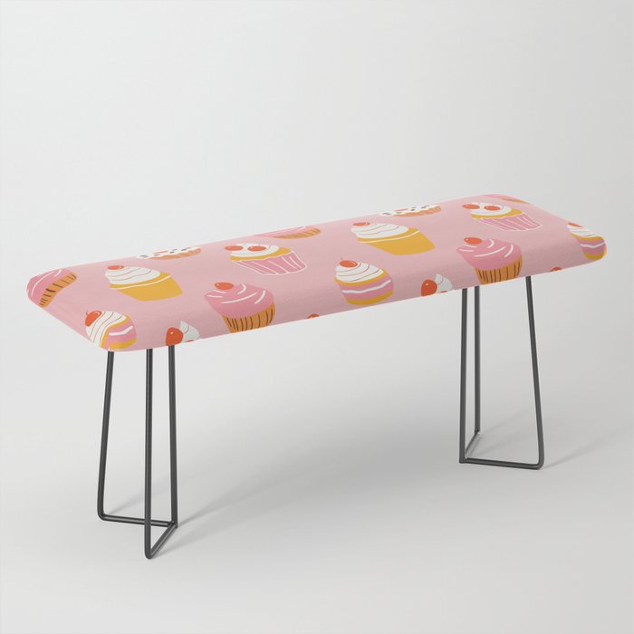 Pink cupcake cartoon food pattern Bench Gallery Image 1