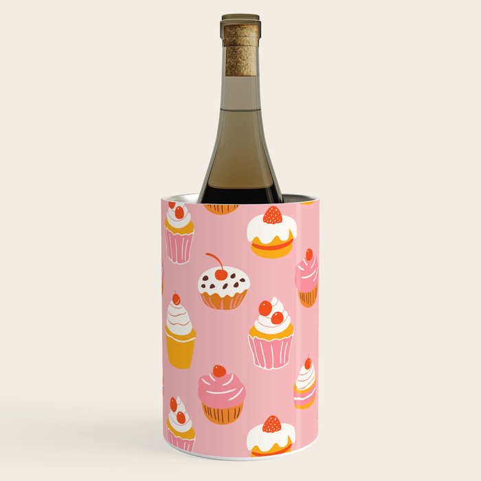 Pink cupcake cartoon food pattern Wine Chiller Gallery Image 3