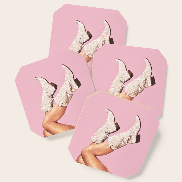 These Boots - Glitter Pink Coaster Gallery Image 1