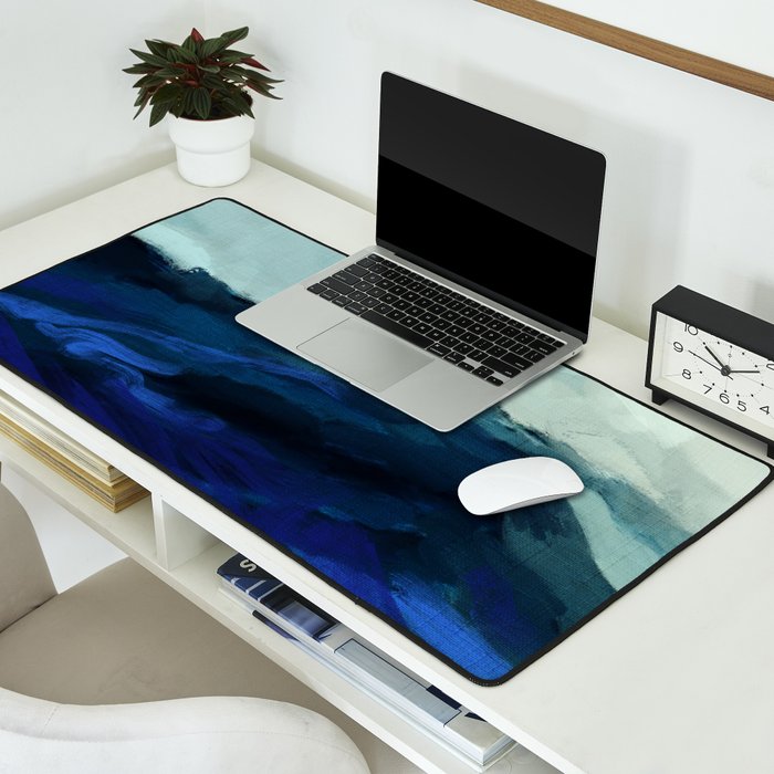 ocean wave blue abstract painting Desk Mat Gallery Image 2