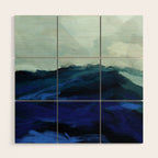 ocean wave blue abstract painting Wood Wall Art Gallery Image 1