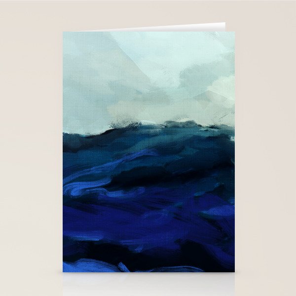 ocean wave blue abstract painting Stationery Card Gallery Image 2