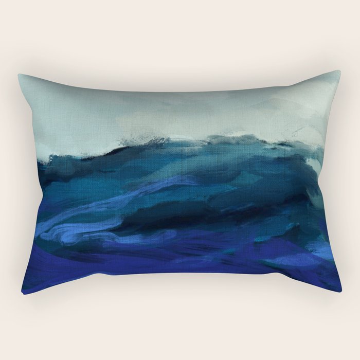 ocean wave blue abstract painting Rectangular Pillow Gallery Image 2