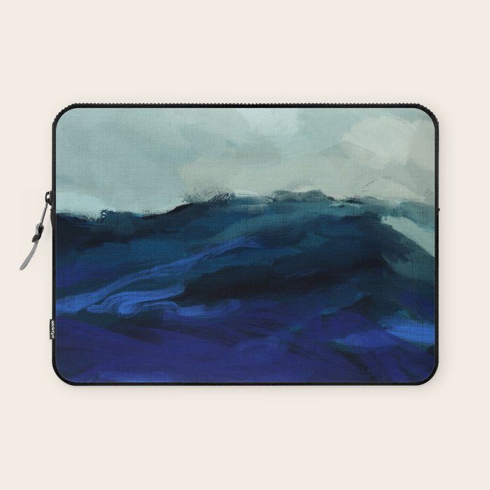 ocean wave blue abstract painting Laptop Sleeve Gallery Image 1