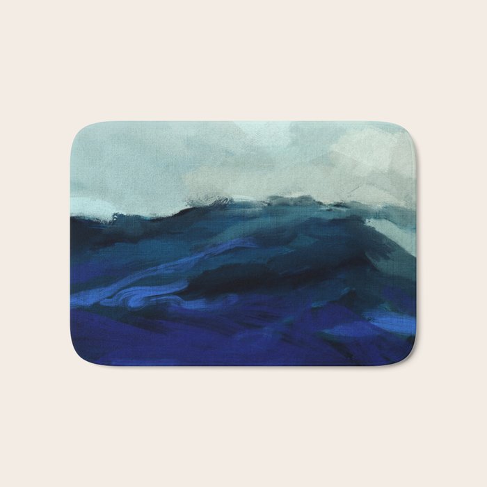 ocean wave blue abstract painting Bath Mat Gallery Image 1
