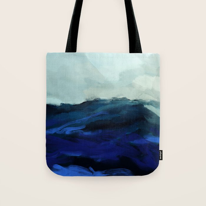 ocean wave blue abstract painting Tote Bag Gallery Image 1