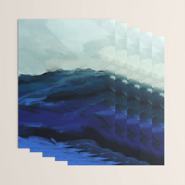 ocean wave blue abstract painting Wrapping Paper Gallery Image 3