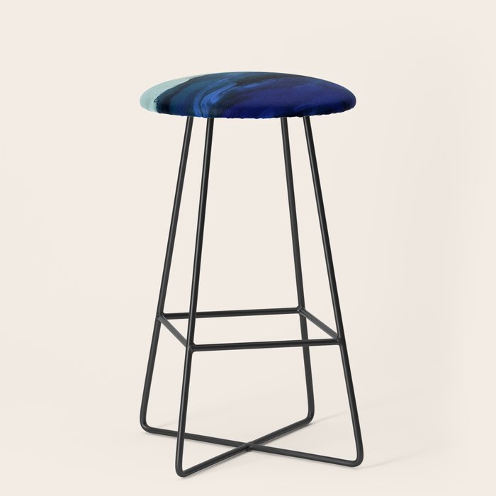 ocean wave blue abstract painting Stool Gallery Image 1