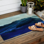 ocean wave blue abstract painting Outdoor Rug Gallery Image 2