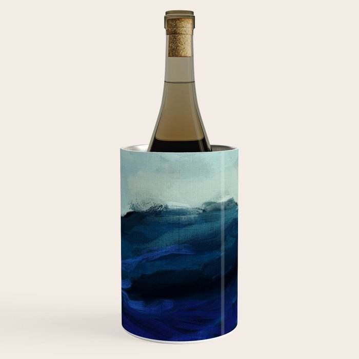 ocean wave blue abstract painting Wine Chiller Gallery Image 1