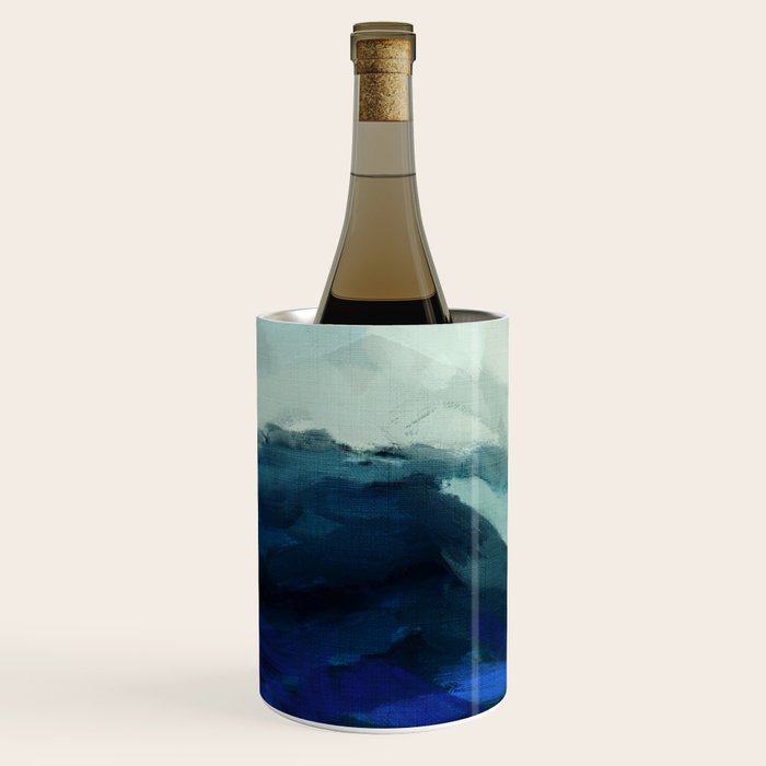 ocean wave blue abstract painting Wine Chiller Gallery Image 3