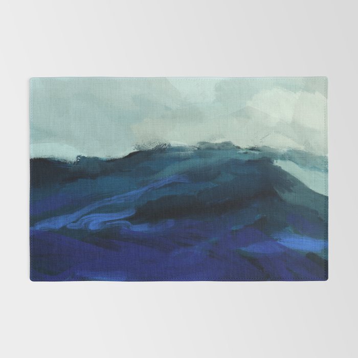 ocean wave blue abstract painting Rug Gallery Image 2