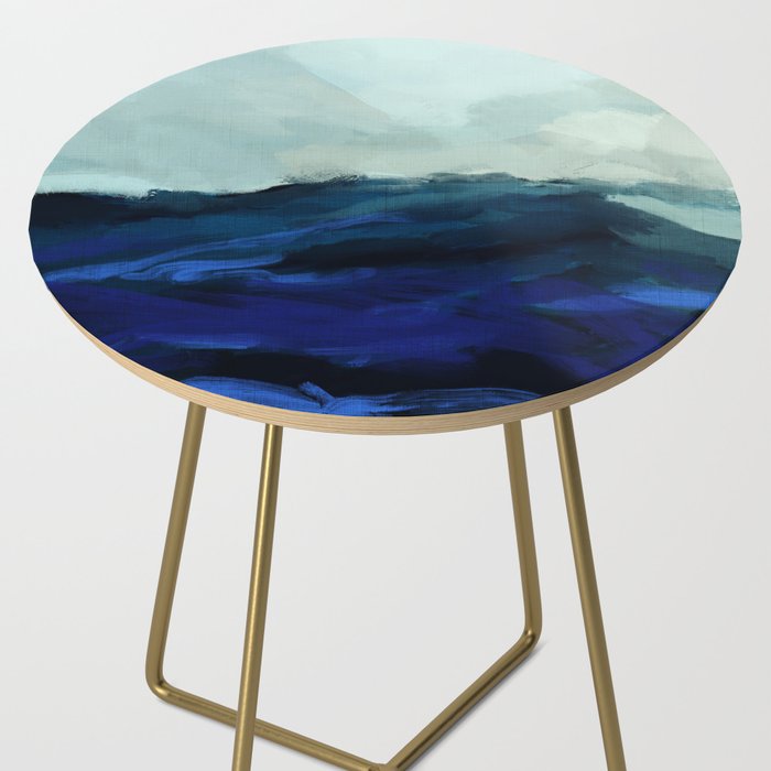 ocean wave blue abstract painting Side Table Gallery Image 2