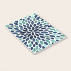 Modern, Blue and Green, Floral Bloom, Botanical Pattern Notebook Gallery Image 3