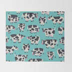 Cow Collection - Turquoise Throw Blanket Gallery Image 2