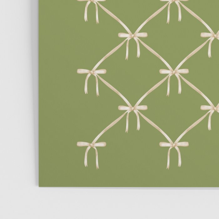 Bows & Ribbons Pattern XXIII Olive Green Poster Gallery Image 3