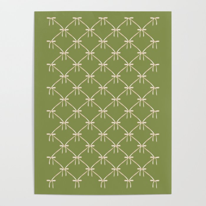 Bows & Ribbons Pattern XXIII Olive Green Poster Gallery Image 4