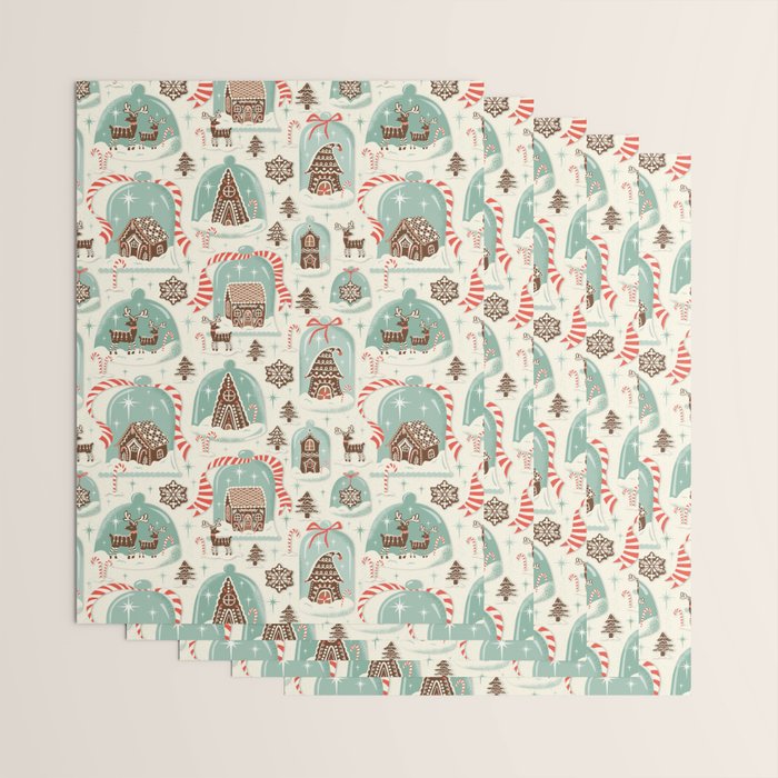 Gingerbread Village Cream Wrapping Paper Gallery Image 3