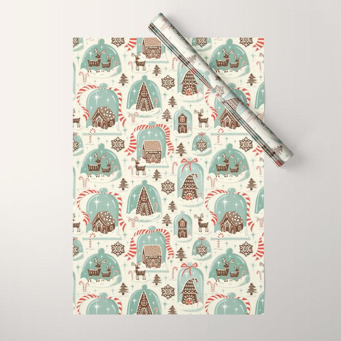 Gingerbread Village Cream Wrapping Paper Gallery Image 1