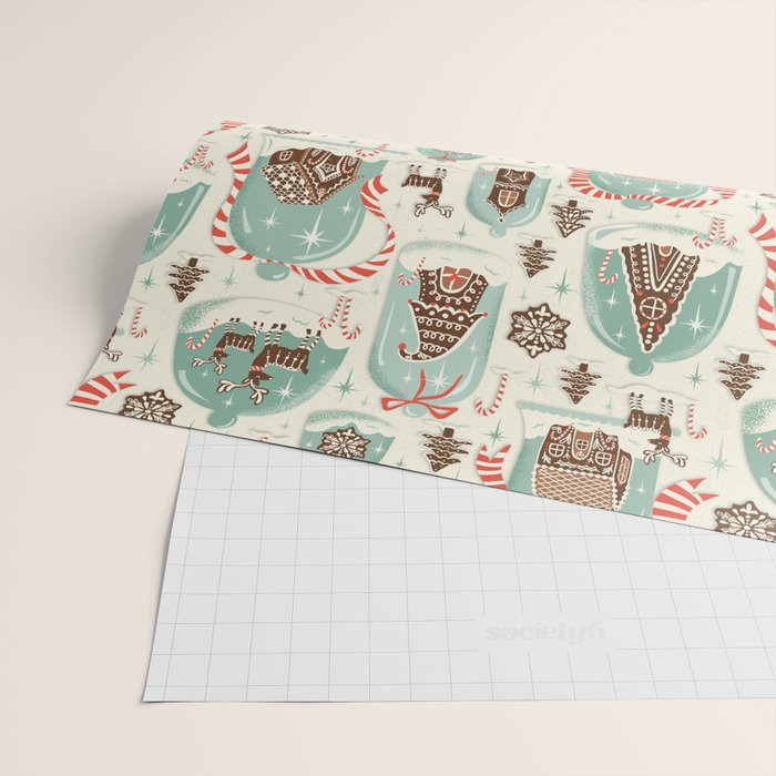 Gingerbread Village Cream Wrapping Paper Gallery Image 2