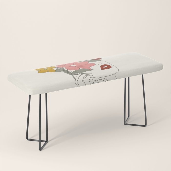 Colorful Thoughts Minimal Line Art Woman with Magnolia Bench Gallery Image 1