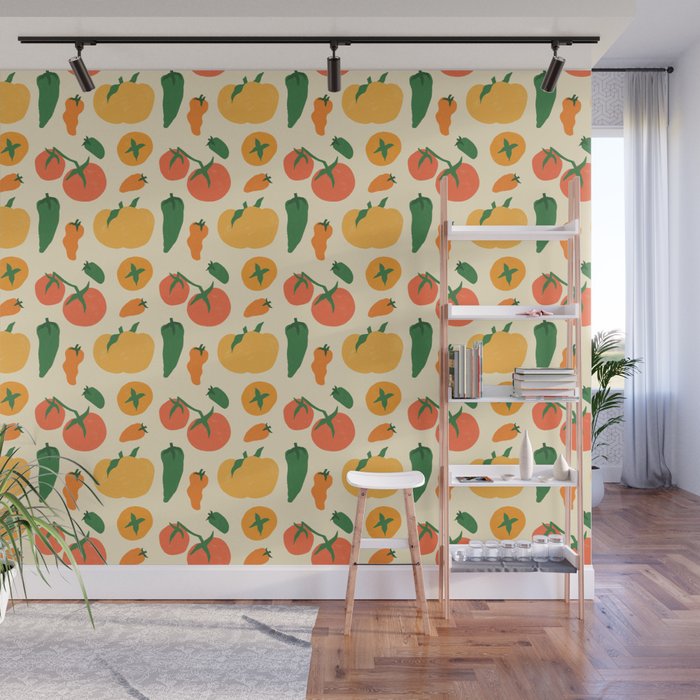 Veggie Love Pattern Wall Mural Gallery Image 1