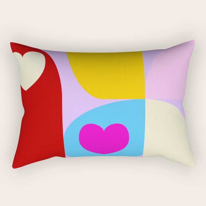 V-day hearts mid century modern Rectangular Pillow Gallery Image 2