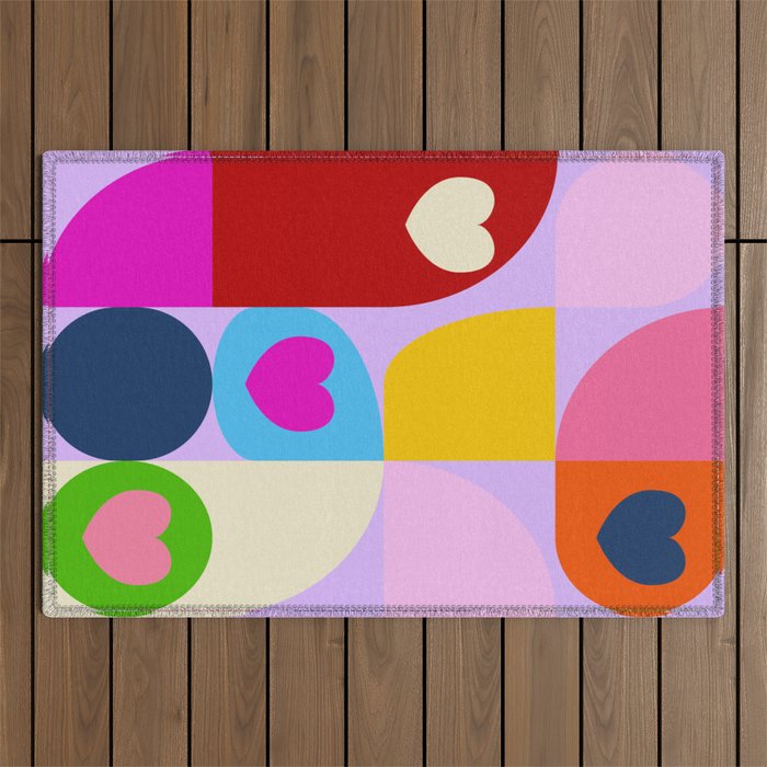 V-day hearts mid century modern Outdoor Rug Gallery Image 1