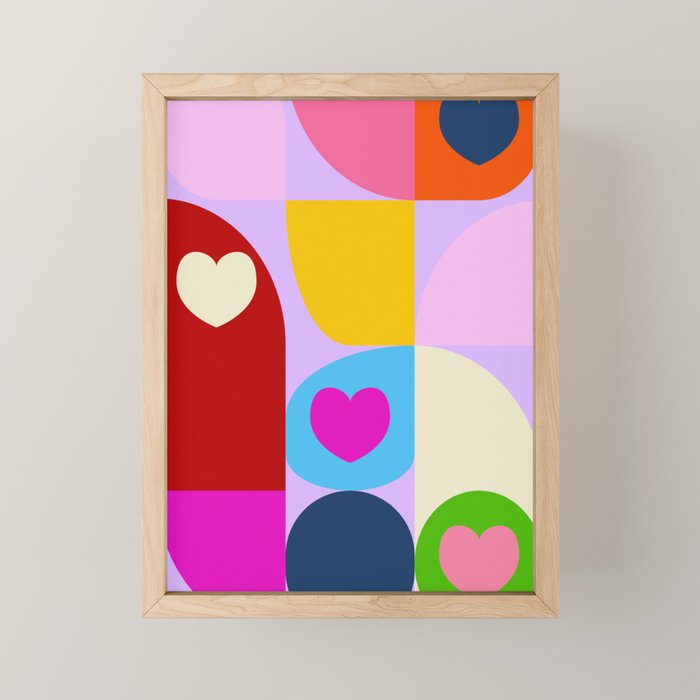 V-day hearts mid century modern Mini Art Print Gallery Image 1
