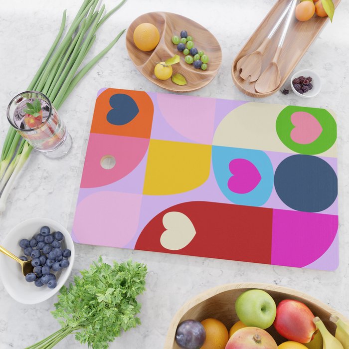 V-day hearts mid century modern Cutting Board Gallery Image 2