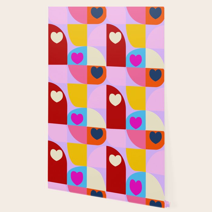 V-day hearts mid century modern Wallpaper Gallery Image 2