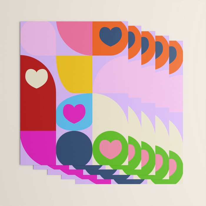 V-day hearts mid century modern Wrapping Paper Gallery Image 3