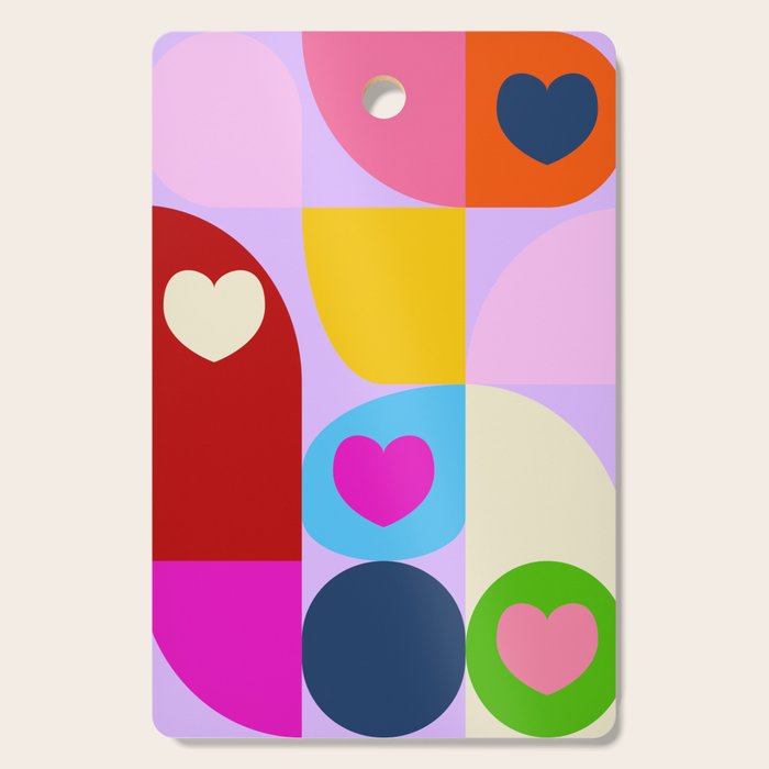 V-day hearts mid century modern Cutting Board Gallery Image 1