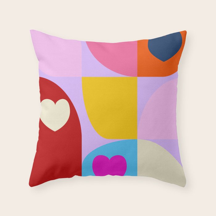 V-day hearts mid century modern Throw Pillow Gallery Image 6
