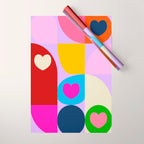 V-day hearts mid century modern Wrapping Paper Gallery Image 1