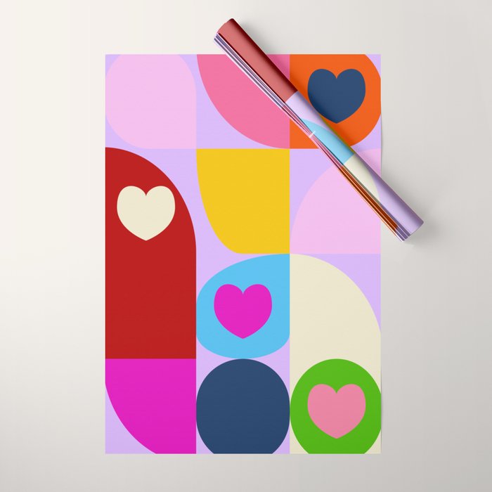 V-day hearts mid century modern Wrapping Paper Gallery Image 1