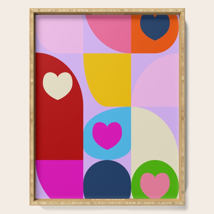 V-day hearts mid century modern Serving Tray Gallery Image 1