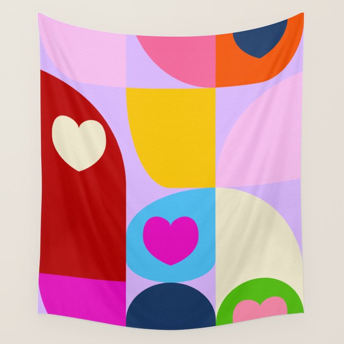 V-day hearts mid century modern Wall Tapestry Gallery Image 4
