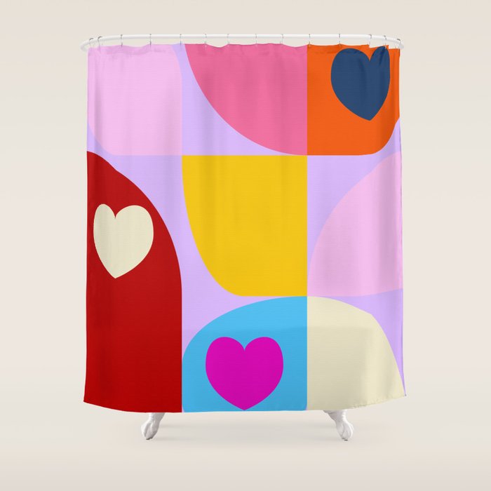 V-day hearts mid century modern Shower Curtain Gallery Image 1