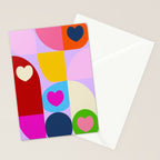 V-day hearts mid century modern Stationery Card Gallery Image 2