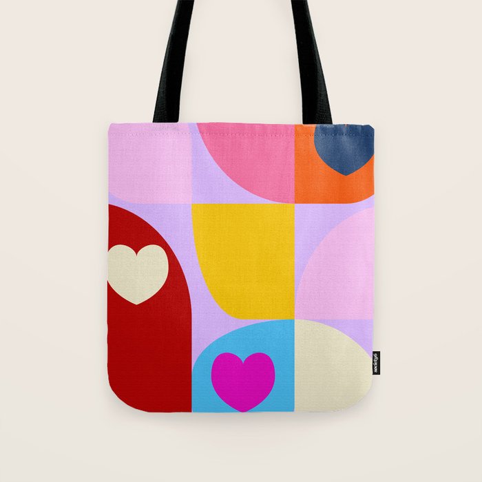 V-day hearts mid century modern Tote Bag Gallery Image 1