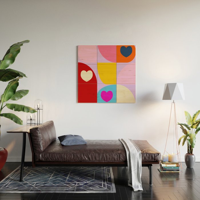 V-day hearts mid century modern Wood Wall Art Gallery Image 2
