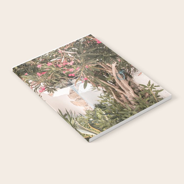 Greece Summer Scenery With Plants Photo | White Island Architecture Art Print | Europe Travel Photography Notebook Gallery Image 2